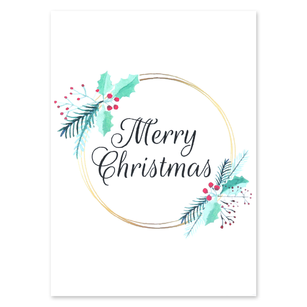 Merry Christmas Holly and Mistletoe Card